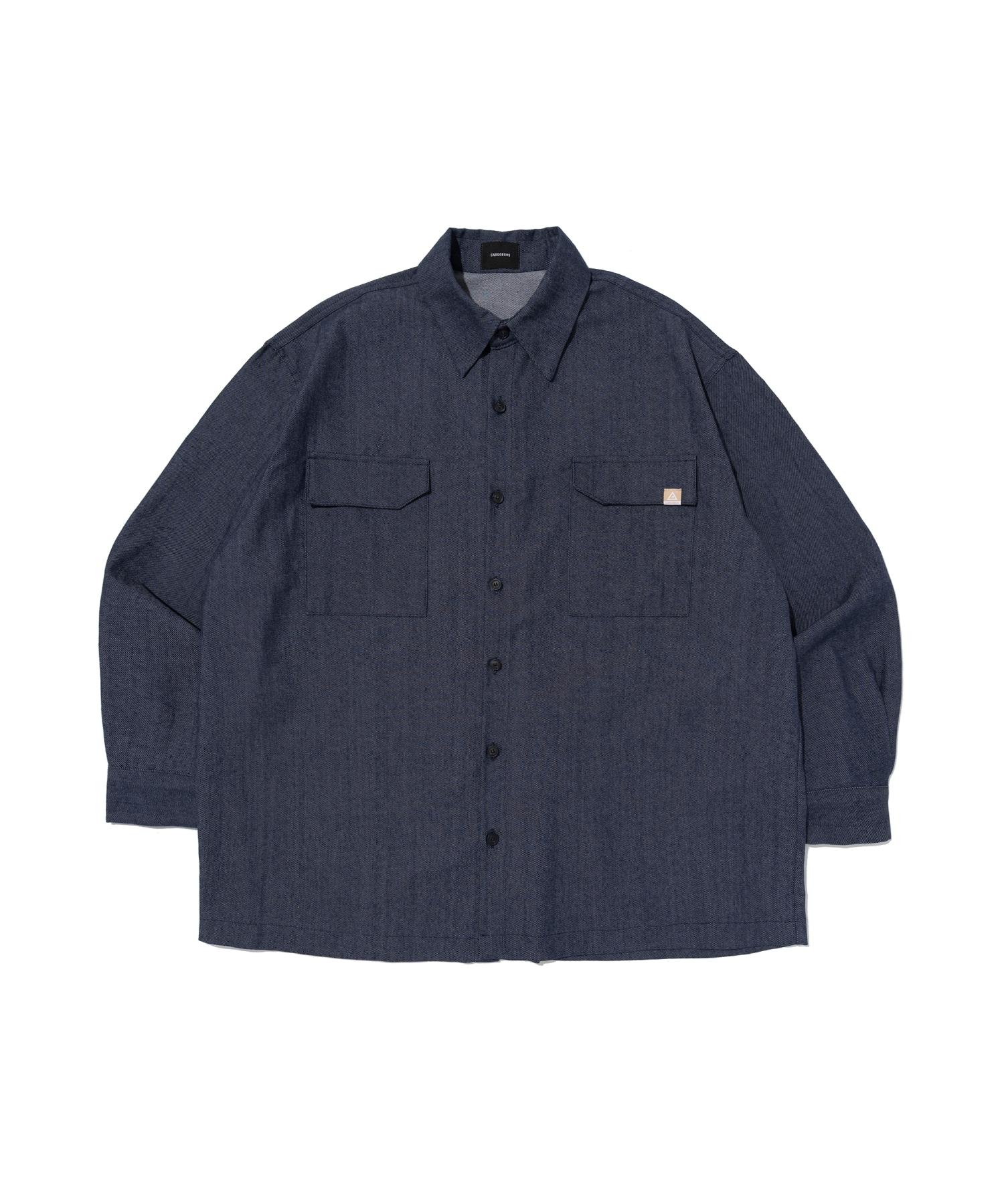 Cargo Bros Non-Faded Pocket Oversized Shirt (Blue) Free