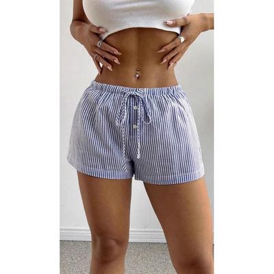 2025 Europeiska & Amerikanska Randiga Dam Casual Sommarshorts - Lösa & Trendiga