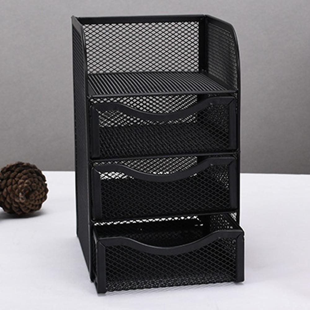 Black Desktop Organizer Metal Stationery Organizer Pen Container Desk Organizer For Home