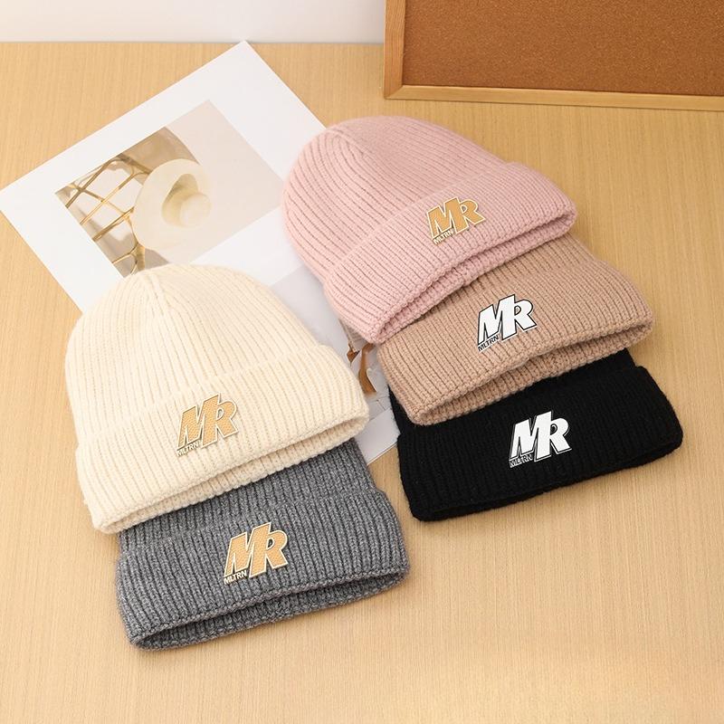 Korean Style Autumn and Winter Label Woolen Hat for Women Velvet Thickened Warm Knitted Hat Versatile Fashionable Cold Hat