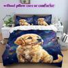 Starry Sky Animals Pattern Bedding Quilt Set Quilt Cover Pillowcase Home Decoration Birthday Gift (1 * Duvet Cover + 2 * Pillowcase, Without Core)