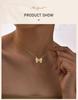 Stainless Steel Butterfly Charm Pendant Necklace for Women, Waterproof 18K Gold Plated Tarnish Free Summer Daily Layering