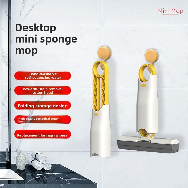 Desktop Mini Folding Handheld Sponge Mop for Kitchen and Sink Cleaning