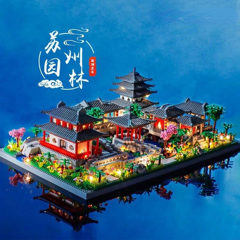 China'S Classical Suzhou Garden Landscape Building Blocks Ancient Model Mini Diamond Bricks Toy Gift For Adult Kid