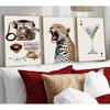Leopard Set of 3 Canvas Wall Art Trendy Cheetah Wall Decor Painting Pictures Espresso Martini Posters Prints Preppy Aesthetic Artwork for Women