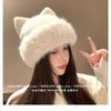 Women Winter Knit Hat With Cute Cat Ears Thick Warm Ear Protection