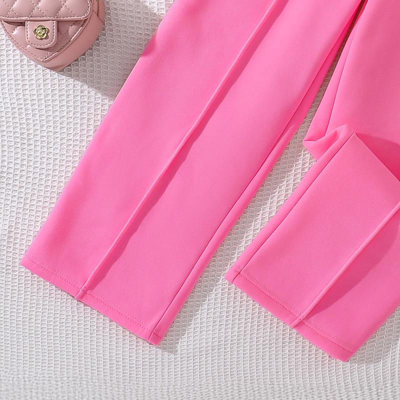 Girls' Fleece-Lined Spring Hoodie & Wide-Leg Pants Two-Piece Set 2025