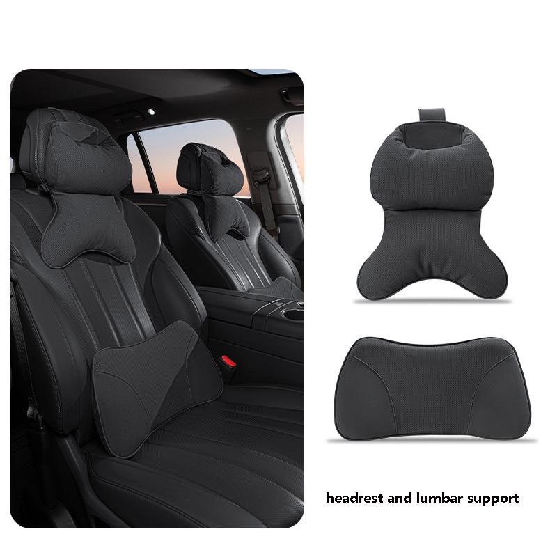 Car Neck & Back Support Pillow - Dual-Core Zero Pressure Support, Height Adjustable, Breathable Mesh, Universal Fit for All Cars