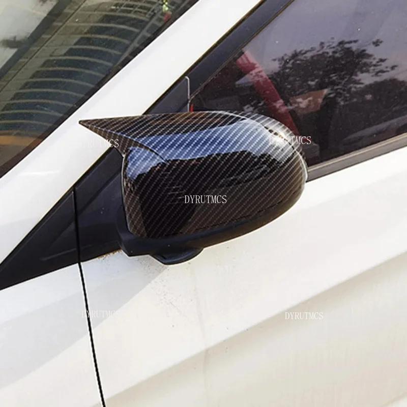 Fit For Hyundai I20 2008-2014 Car Rearview Side Mirror Cover Wing Cap Sticker Exterior Back View Case Trim Carbon Fiber Look