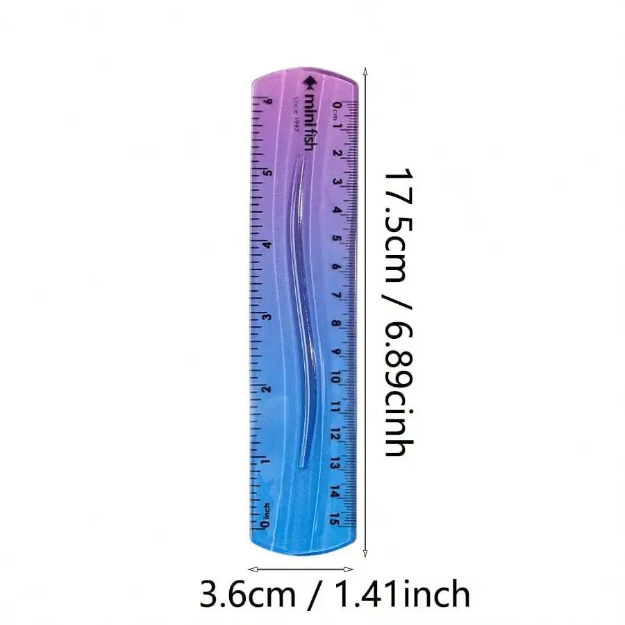20cm/15cm Flexible Soft Ruler Gradient Rainbow Color Style Dual Unit Measurement In Cm and Inch  for Office Students School Use