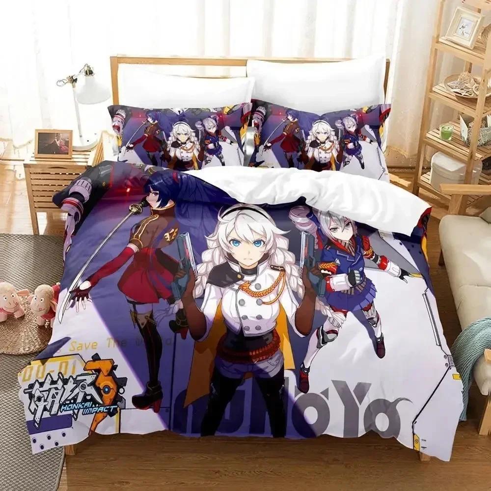 Game Honkai Impact 3 Bedding Set Printed Bed Set With Pillowcase Bed Duvet Cover Soft Queen King Size Bedclothes Home Adult Kid