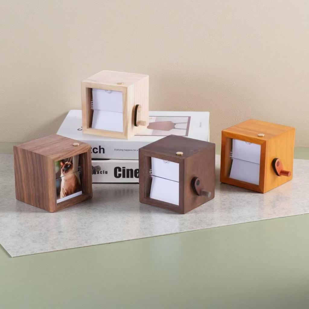 Custom Luminous Hand-Cranked Flip Book Photo Machine In Wooden Box - Unique Wedding Gift