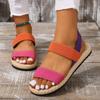 Women's Elastic Band Flat Shoes - 2023 Summer Outdoor Roman Sandals, Imitation Straw Linen Design