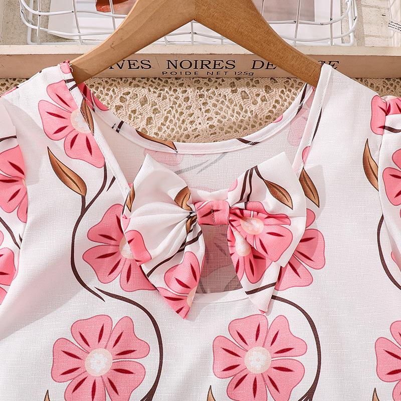 Big Girl's Autumn New Casual Bohemian Vacation Style Floral Print Long Sleeve Dress