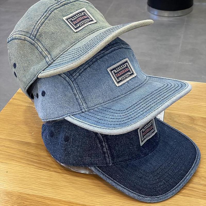 Retro Harajuku style flat brim denim baseball hat for men and women, vintage couple style, street niche duckbill hat