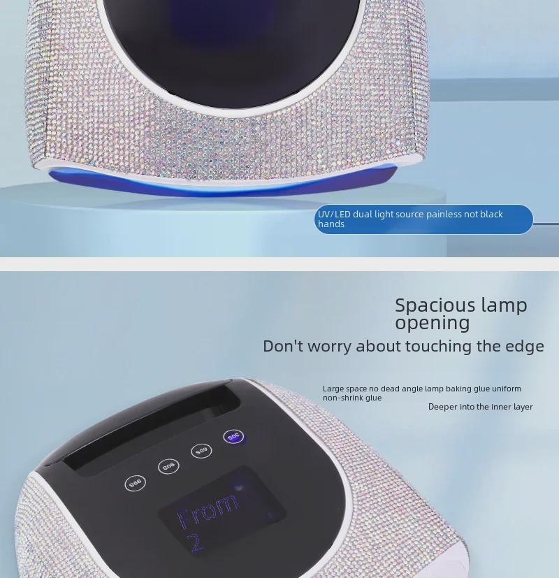 Portable High-Power Nail Lamp with Diamond Inlay – Battery Operated UV Dryer