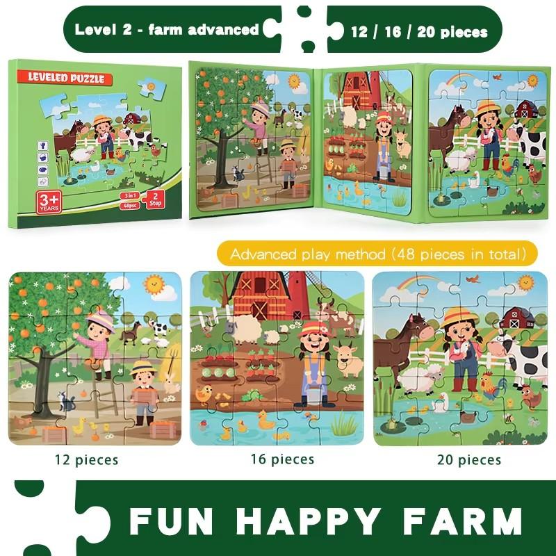 Montessori Magnetic Puzzle Games for Boy Girl Kids Travel Busy Quiet Book Wooden Magnet Jigsaw Puzzle Educational Toys 3 4 5 Y