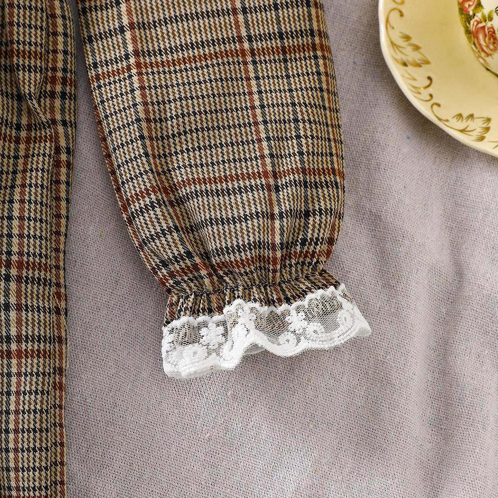 Kinderbekleidung Neues Herbst Winter Mädchen College-Stil Rüschen Karokleid