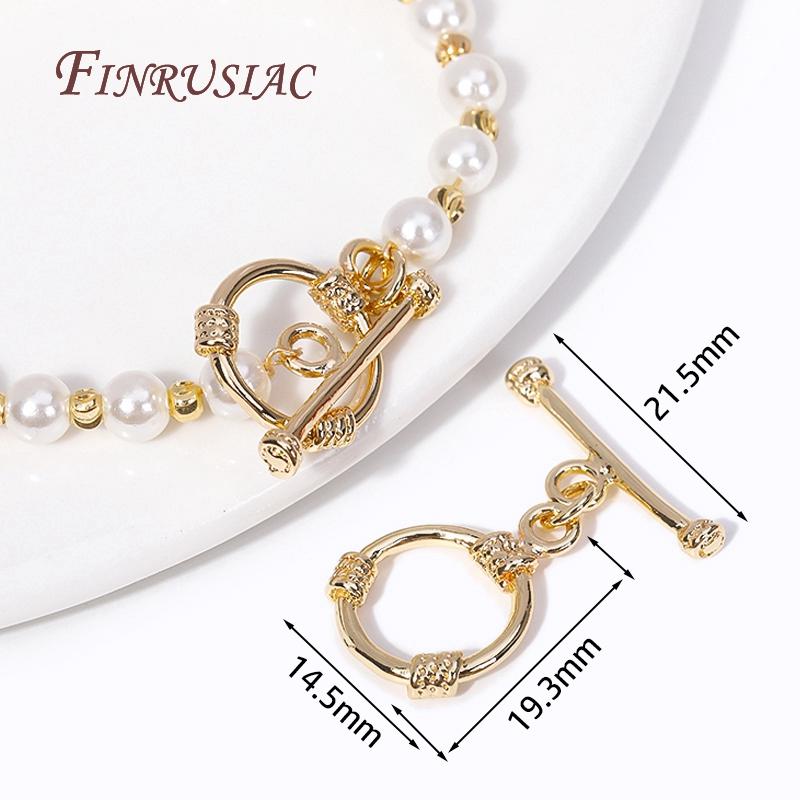 7 Styles Fashion End Beads Toggle Clasps 14k Gold Plated Metal Zircon Round/Heart OT Clasp Lock For DIY Jewelry Making Supplies