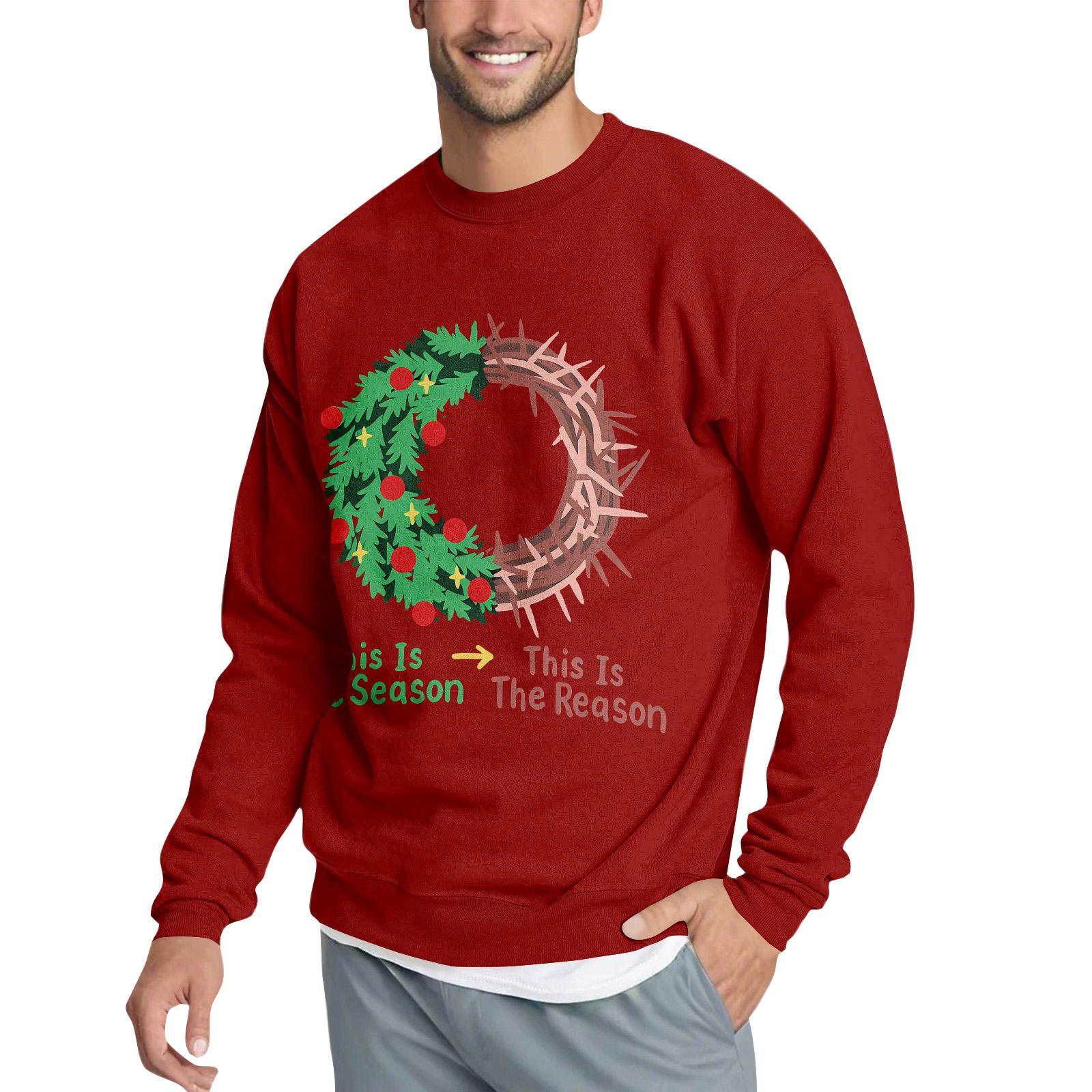 

Свободное мужское худи с рождественским принтом XL красный