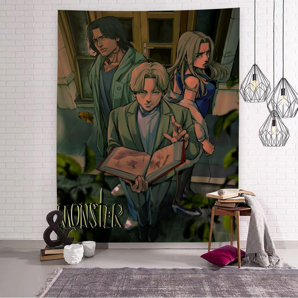 NNaoki Urasawa S Monster Anime Tapestry Art Printing Bohemian Wall Tapestries Mandala Decor Blanket