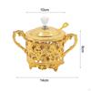 Sugar Bowl Spice Jar with Lid and Spoon Elegant Gold Storage Dry Food Container for Coffee Party
