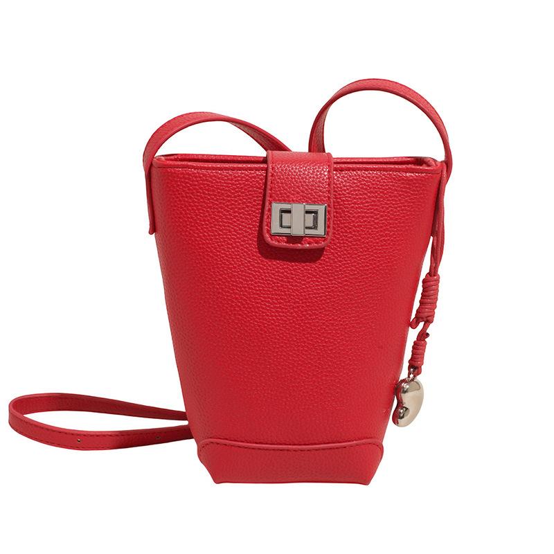 New Product Wholesale Advanced Sense Simple Solid Color Commuter Bucket Bag Women's Niche Casual Versatile Foreign Style Messenger Mobile Phone Bag