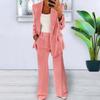 Women's Black Suit Set with Wide Leg Pants and Blazer,  Multiple Color Option