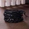 4pcs/set Bohemia Bracelets Bangles For Men Multilayer Woven Leather Vintage Ethnic Jewelry Bracelet
