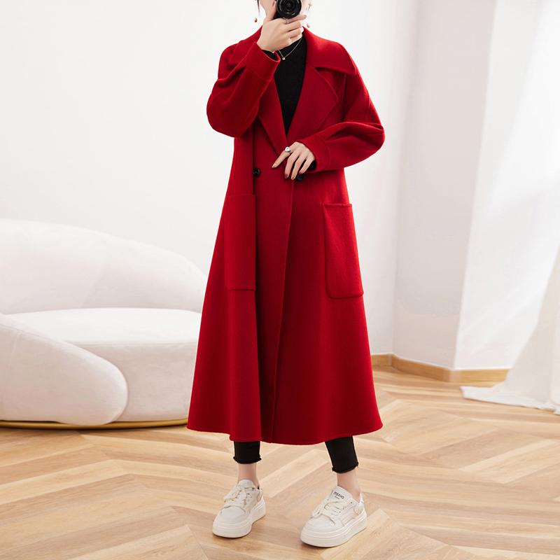 100% Wool Women Coat Autumn Wool Long Coat Handmade Pea Coat Winter Warm Wool Long Jacket Overcoat