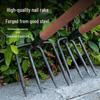 Heavy-Duty Iron Garden Rake: Three or Four Teeth for Soil Turning and Loosening In Vegetable Planting and Land Reclamation.