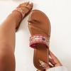 Fashion Plus Size Beach Slippers 2025 Summer New Outwear Round Toe Pullover Feet Woven Strap Slip-on Super Soft Flat Sandals