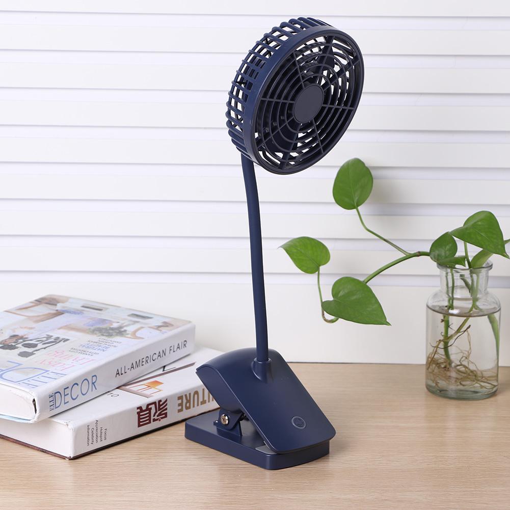 USB Rechargeable Clip On Desk Fan Mini Portable Desktop Fan for Car Office(Blue )