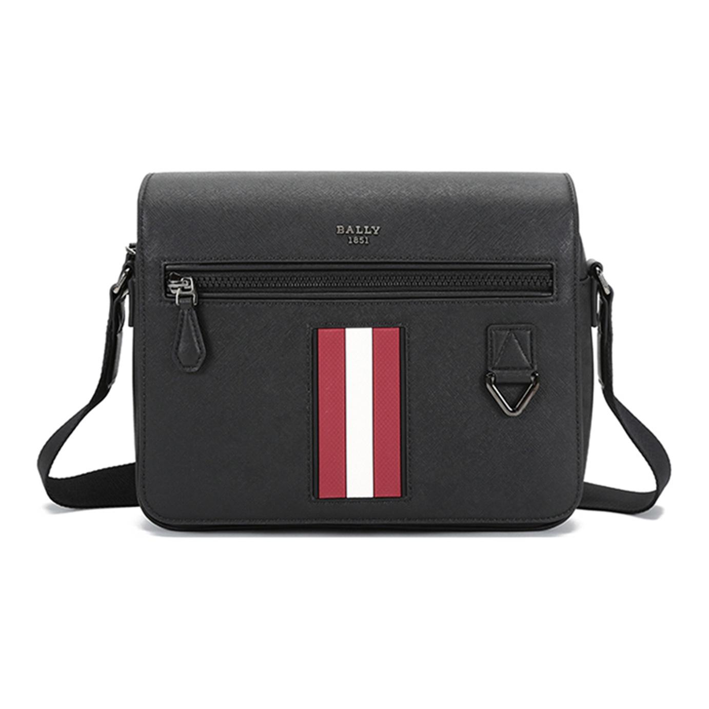 

Bally Classic Leather Red And White Striped Messenger Bag Men Handbags Black MYLO-06 Basic Set (Bag+Dust Bag)
