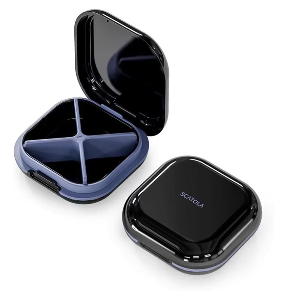 1pc Mini Pill Box Travel Pill Box Lightweight 4 Compartment Medicine Pill Case PillBox Medicine Organizer Medication Case