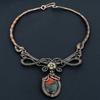 Bloodstone Necklace, 999 Copper Wire Wrapped Jewelry, Gemstone Jewelry Adjustable Chain Necklace, Handmade Wedding Gift Jewelry