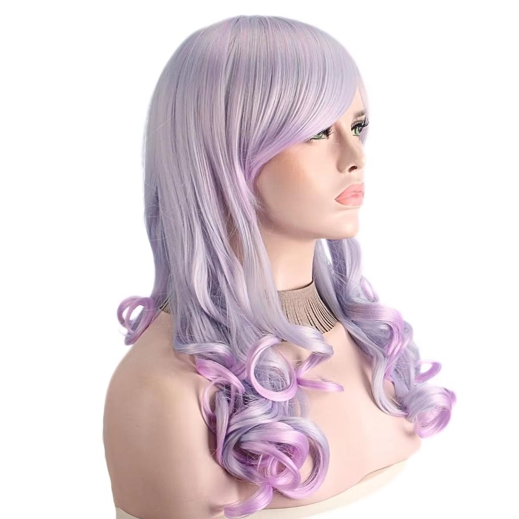 Long Purple Curly Hair Cosplay, High-quality Fiber Synthetic Wig, Holiday Gift, Anime Party