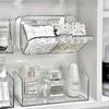 Boîte de rangement murale transparente pour maquillage, avec couvercle, pour cotons, cosmétiques, accessoires de salle de bain