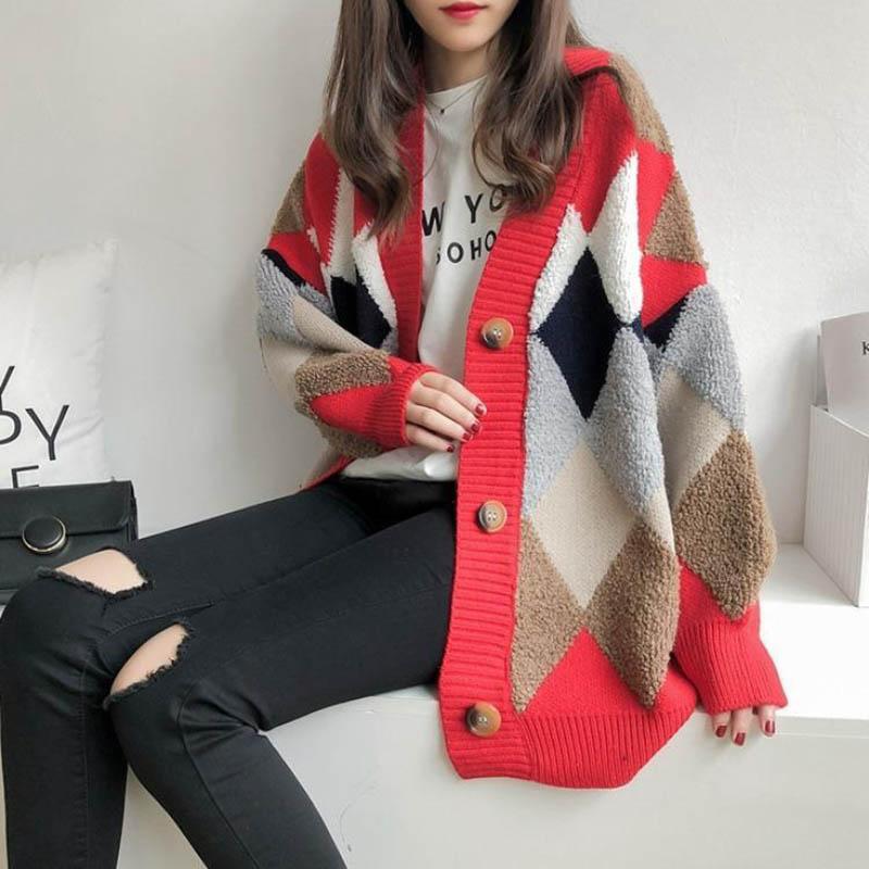 Knitted Cardigan Women's Fall/winter Loose Sweater Jacket Plus Size Women's Trend
