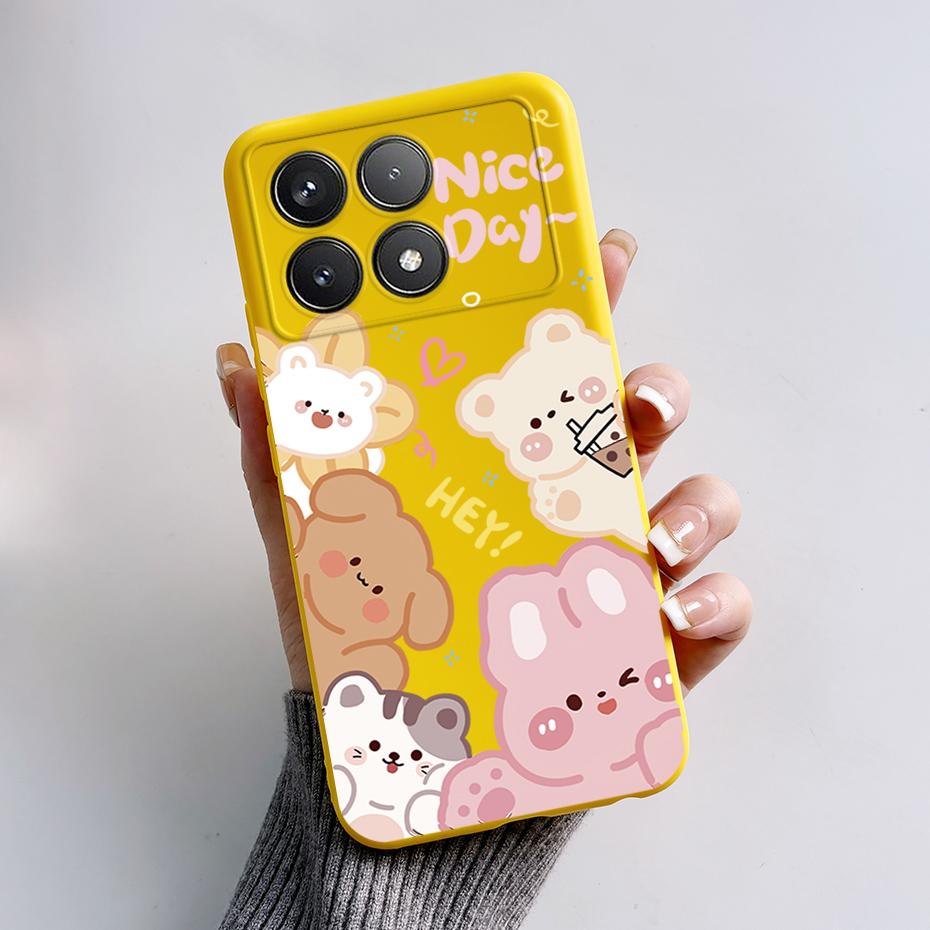 For Xiaomi POCO F6 Pro Case Cute Bear Cartoon Frog Silicone Soft Rubber Camera Protector Case POCO F6 Pro Case POCO F6 Pro Cover
