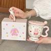 Girls' Heart Cute Rabbit Cup for Girls' Birthday Gift Souvenir High-value Ceramic Mug with Lid Spoon