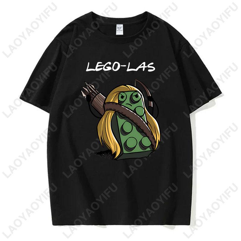 Funny Anime Cartoons Lego-las Printed T-shirt Humor Style Summer Fashion Short-sleev T Shirt Y2k Streetwear Cotton Tee Camisetas