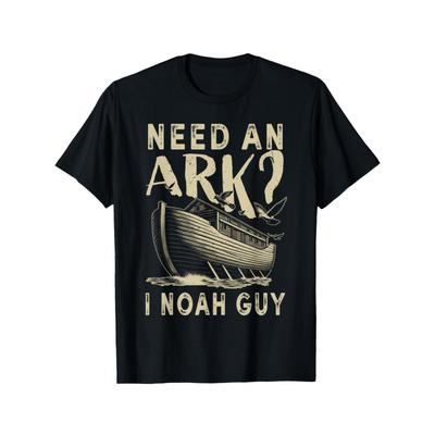 Men'S Funny Christian "Need An Ark I Guy" Bible T-Shirt - Ark of the Covenant Design, Loose Fit Plus Size L-5XL, with Golden Lettering, Religious