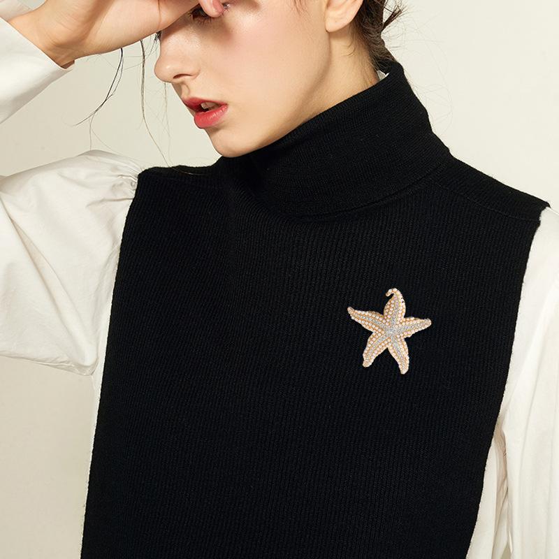 Étoile de mer exagérée Mode Simple Étoile de mer brillante Animale Accessoires de fête Broche