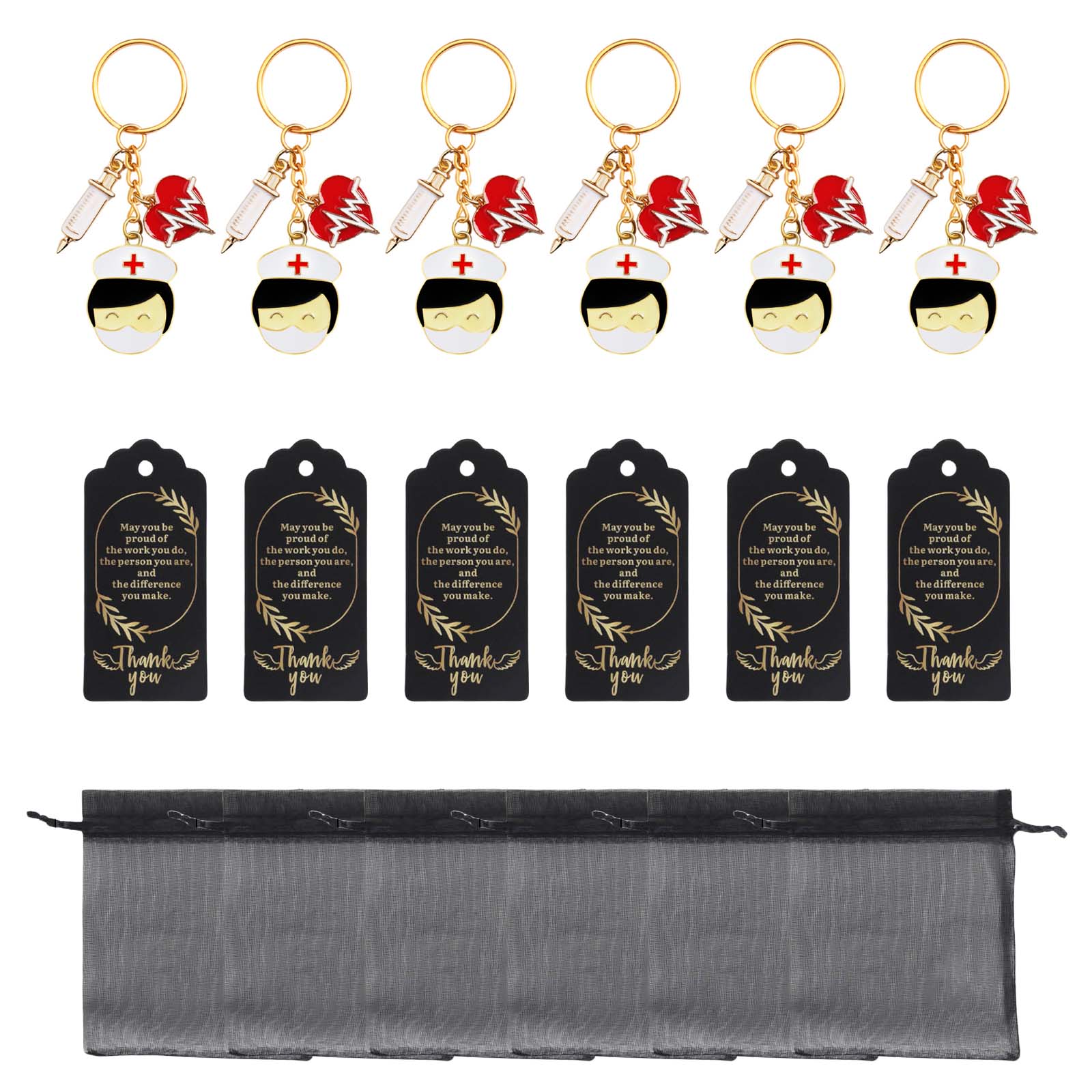 

Подарки медсестре с брелоками с кисточками, мешочком из органзы и подвесками, подарки для признания заслуг медсестры, уникальный кулон для подвешивания ключей 6