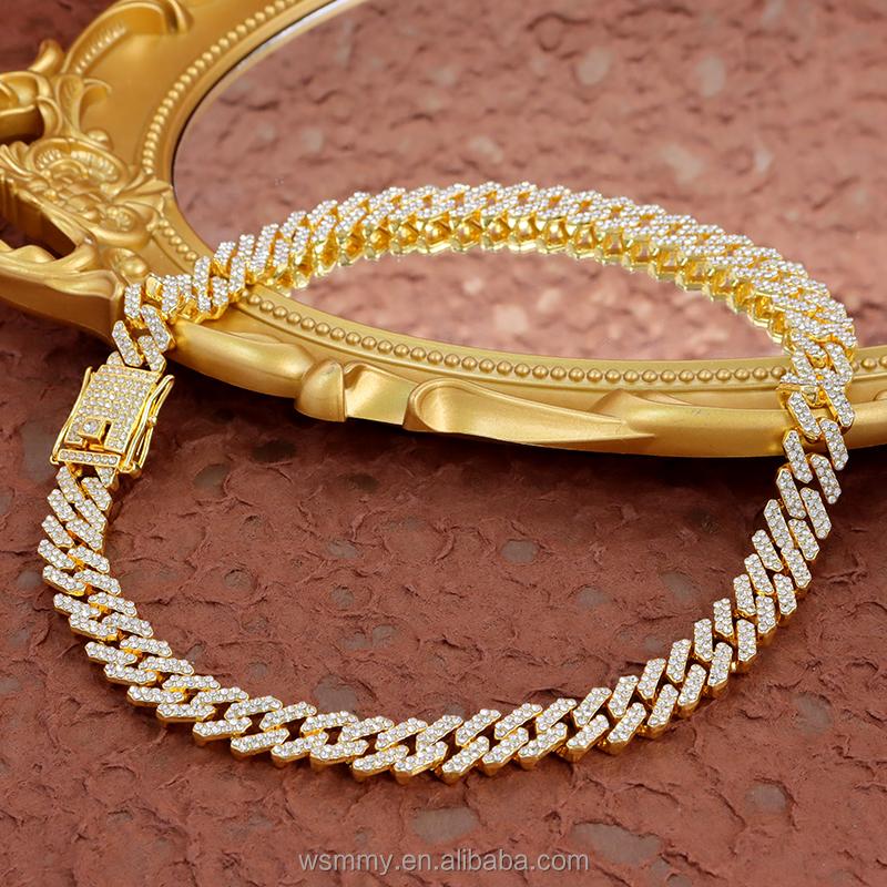Hip Hop Rapper Sterling Silver Link Chain Custom Moissanite Cuban Bling Diamonds Mens Cuban Link Chain
