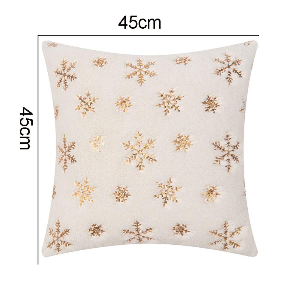 Home Decor Snowflake Christmas Plush Pillowcase INS Style Square Throw Pillowcover White Cushion Cover Living Room/Office