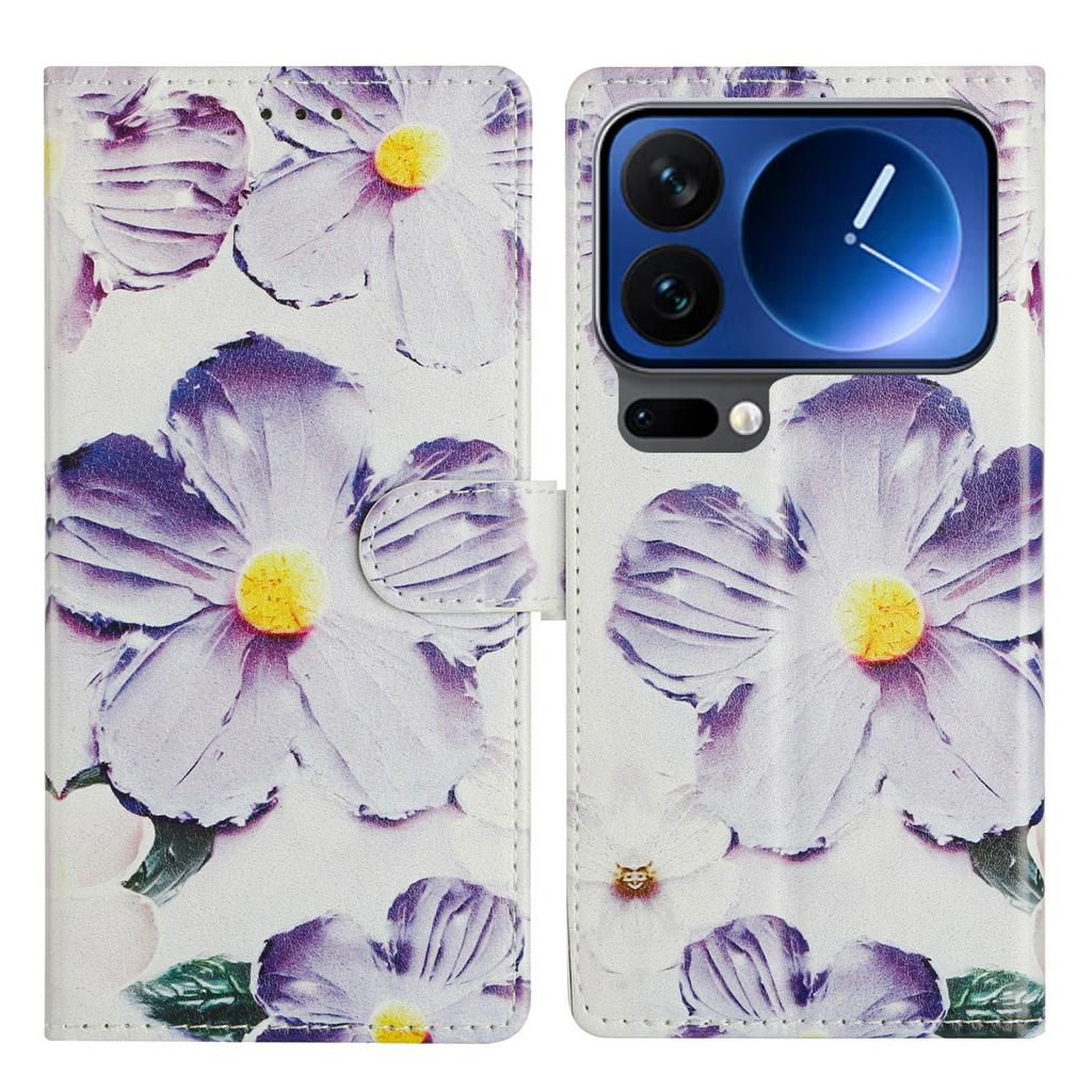 For Xiaomi 17 Pro Max Case Pattern Printing Wallet Stand Flip Leather Phone Cover with Strap