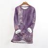 Women's Fashionable Printed Round Neck Long Sleeved Plush Warm Pullover Top