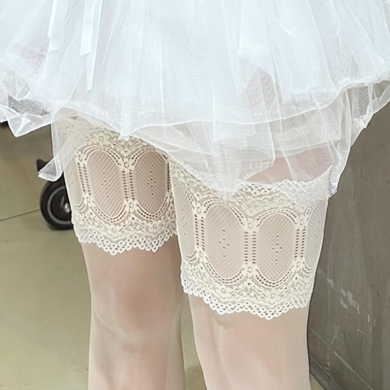 3D Ölig Glänzend Kontrastfarbe Spitze Patchwork Oberschenkelhohe Strümpfe Mit Anti-Rutsch-Silikon Damen Sexy Sommer Ultradünne Strumpfhosen